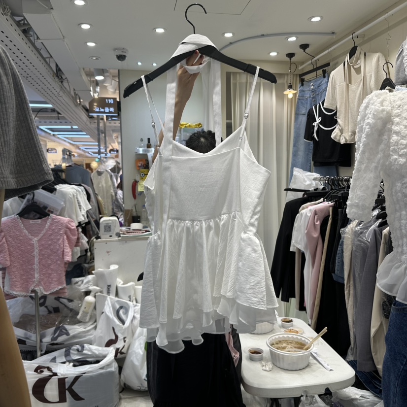 MONOPOLY韓國㊣直郵東大門代購女裝新品人氣吊帶背心含脖帶荷葉邊MONO_POLY吊帶/背心
