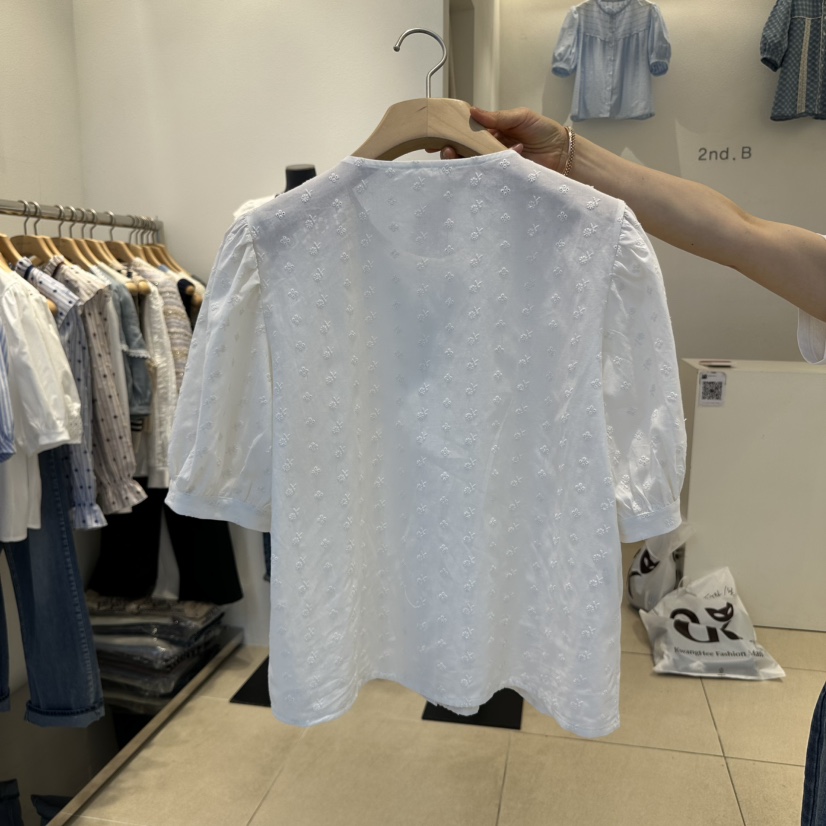 2nd B-S韓國直郵㊣女裝新品25春夏推薦人氣襯衫蕾絲衫刺繡2nd B-S襯衫/蕾絲衫