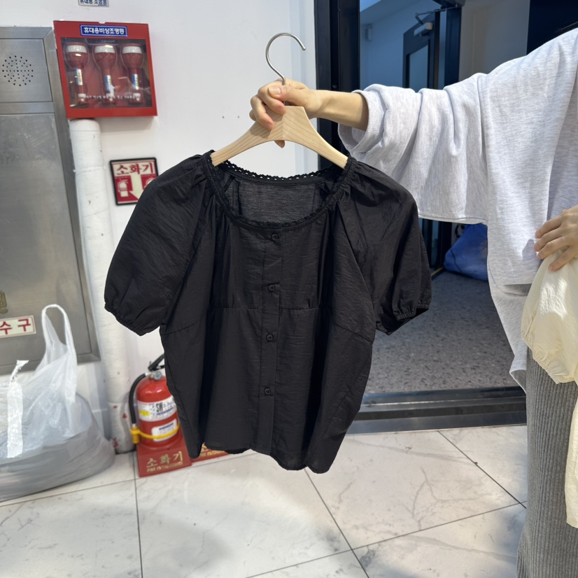 HARU韓國直郵㊣女裝新款25春夏推薦休閑襯衫蕾絲衫透明蕾絲HARU襯衫/蕾絲衫圖色3
