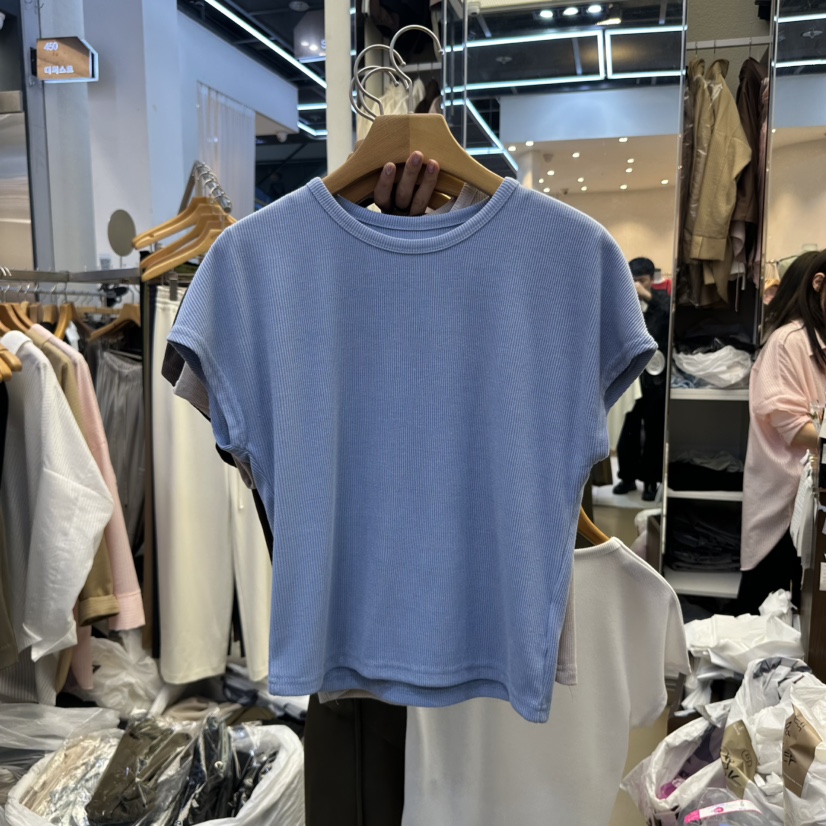 SANS韓國直郵㊣東大門實拍女裝新品25春夏休閑推薦人氣熱賣T恤SANST恤圖色2