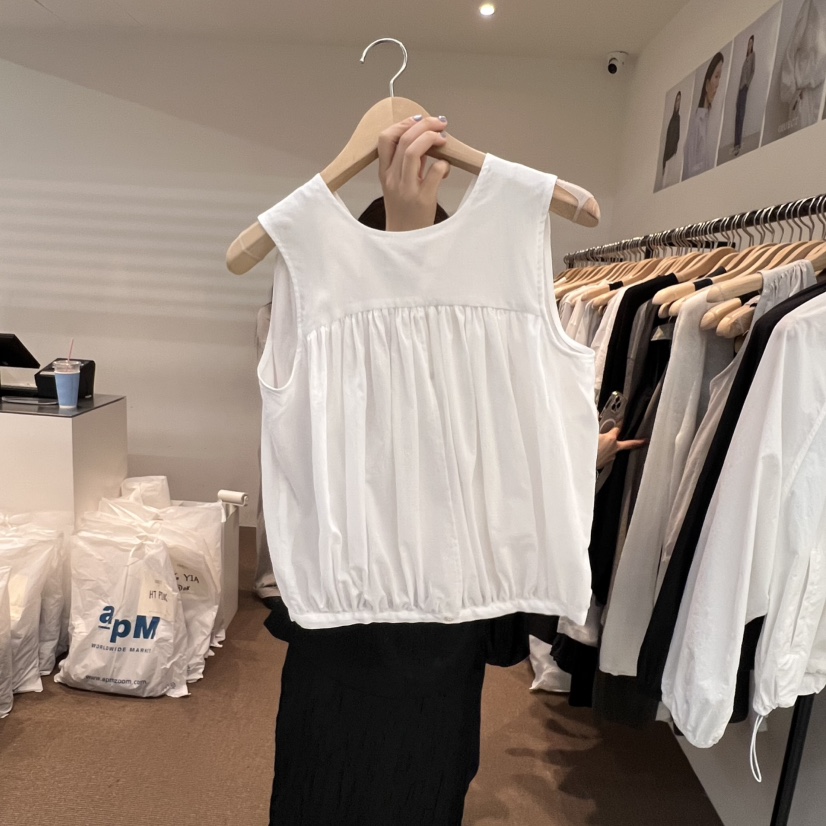 OBJECT直郵韓國代購㊣女裝新款熱賣推薦人氣25春夏吊帶背心褶皺OBJECT吊帶/背心