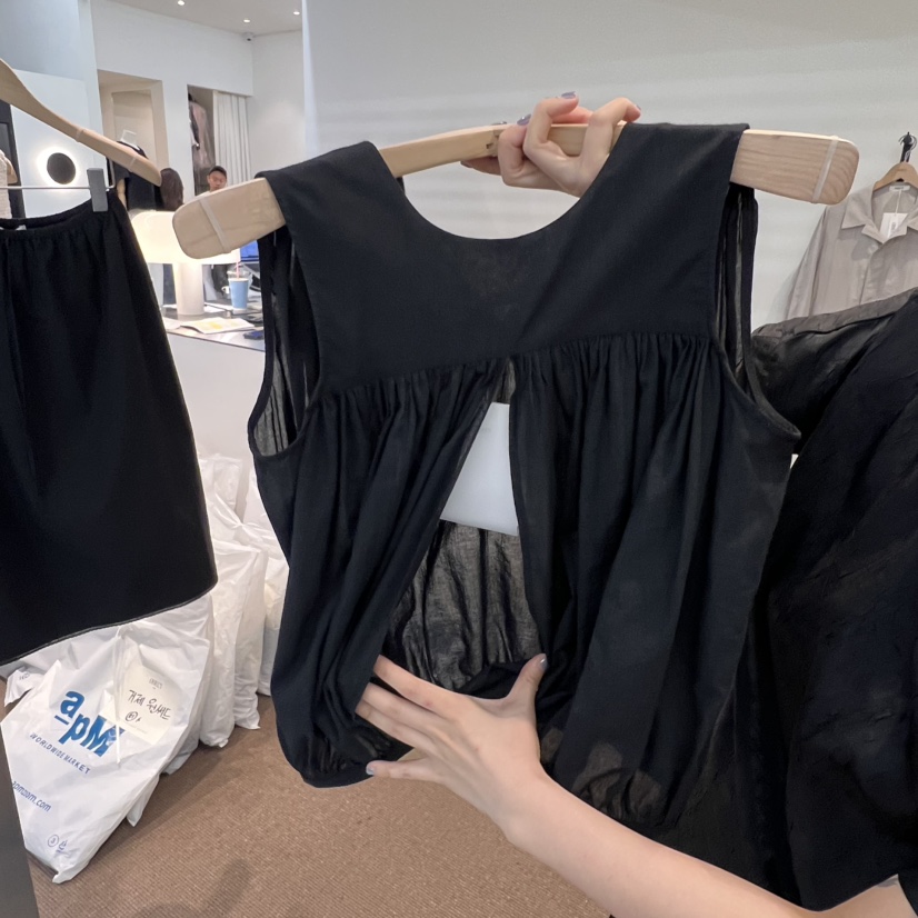 OBJECT直郵韓國代購㊣女裝新款熱賣推薦人氣25春夏吊帶背心褶皺OBJECT吊帶/背心