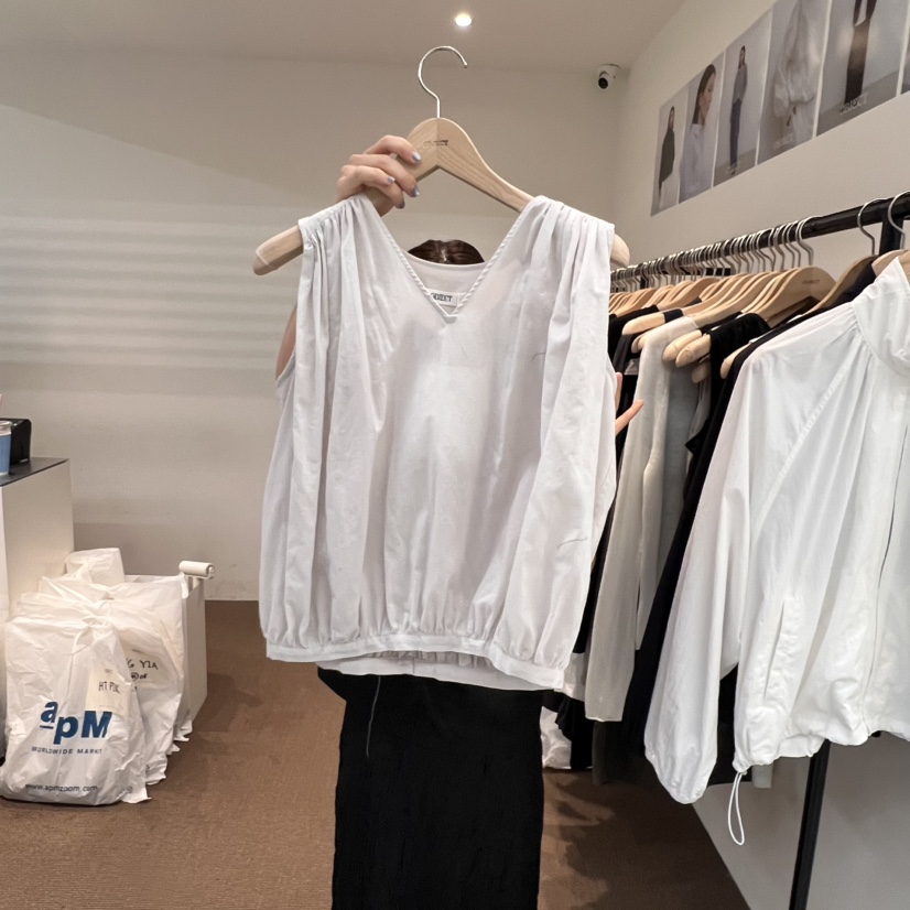 OBJECT直郵韓國代購㊣女裝新款熱賣推薦人氣25春夏吊帶背心褶皺OBJECT吊帶/背心圖色2