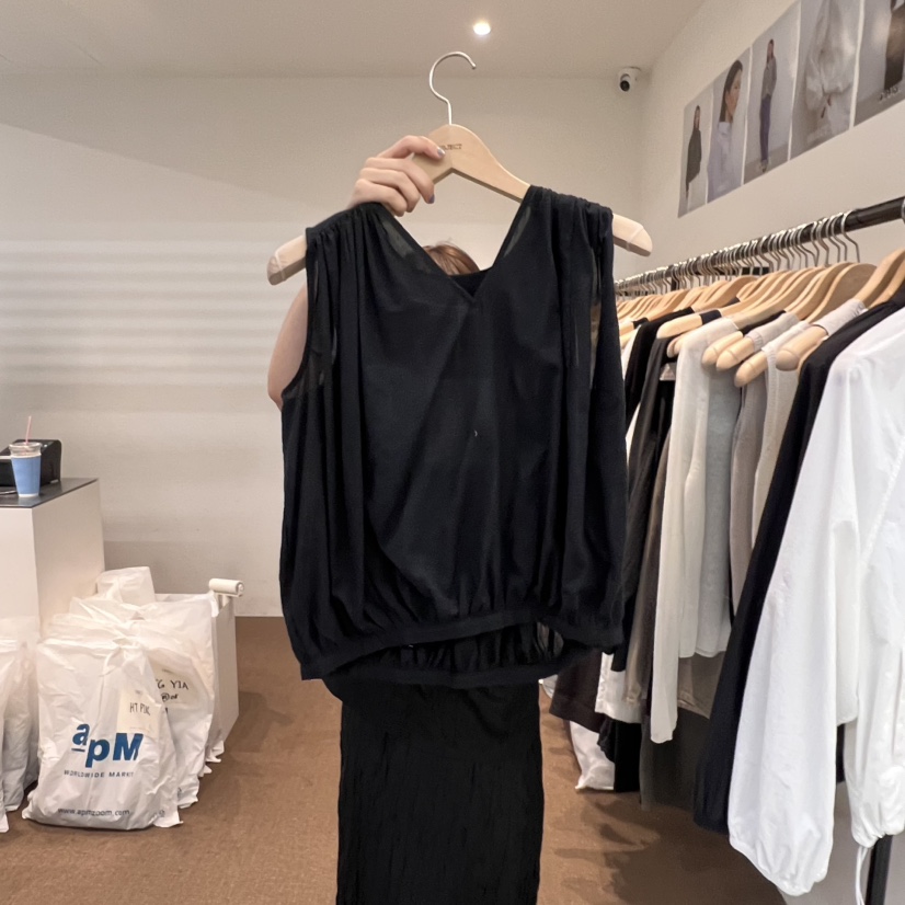 OBJECT直郵韓國代購㊣女裝新款熱賣推薦人氣25春夏吊帶背心褶皺OBJECT吊帶/背心圖色3