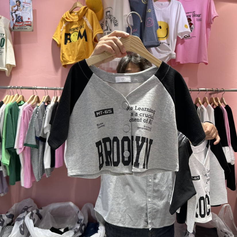 K STORY韓國直郵㊣東大門實拍女裝新品時尚25春夏熱賣T恤短款K STORYT恤圖色2