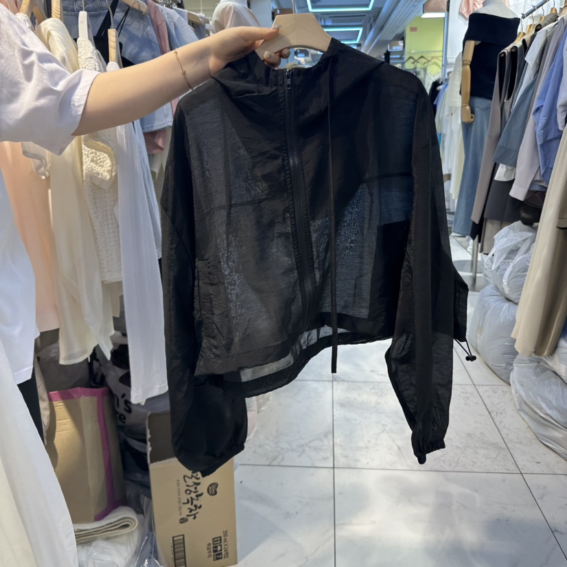HARU韓國直郵㊣東大門實拍女裝新款熱賣人氣時尚夾克拉鏈透明HARU夾克圖色4