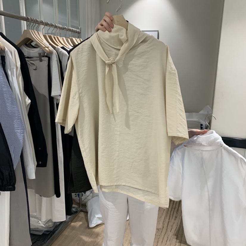 MONIQUE韓國㊣直郵東大門代購女裝新品休閑襯衫蕾絲衫含圍巾MONIQUE襯衫/蕾絲衫圖色2