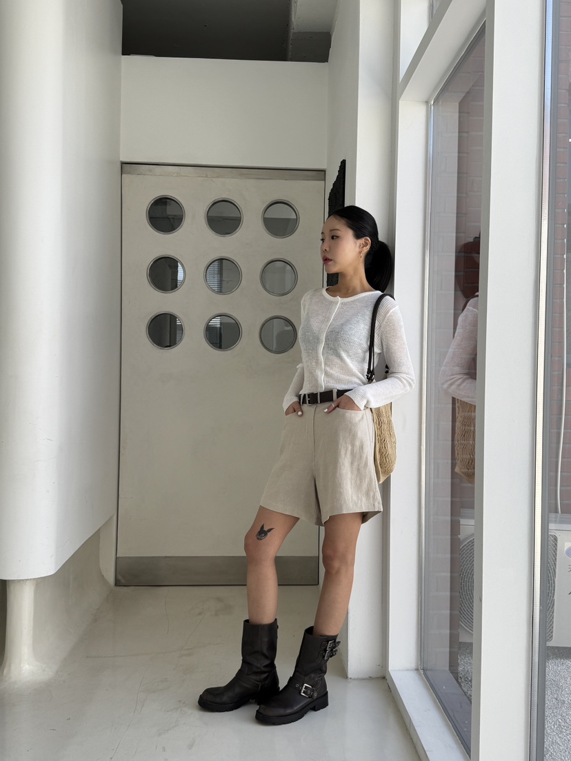 LIMLIMLIM直郵韓國代購㊣女裝新款推薦25春夏短褲不含腰帶亞麻LIM LIM LIM短褲