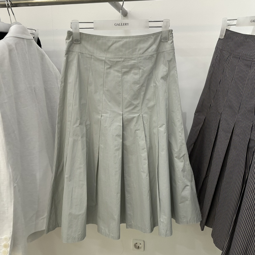 GALLERY-P韓國㊣直郵東大門代購女裝新品人氣長裙格紋褶皺GALLERY長裙