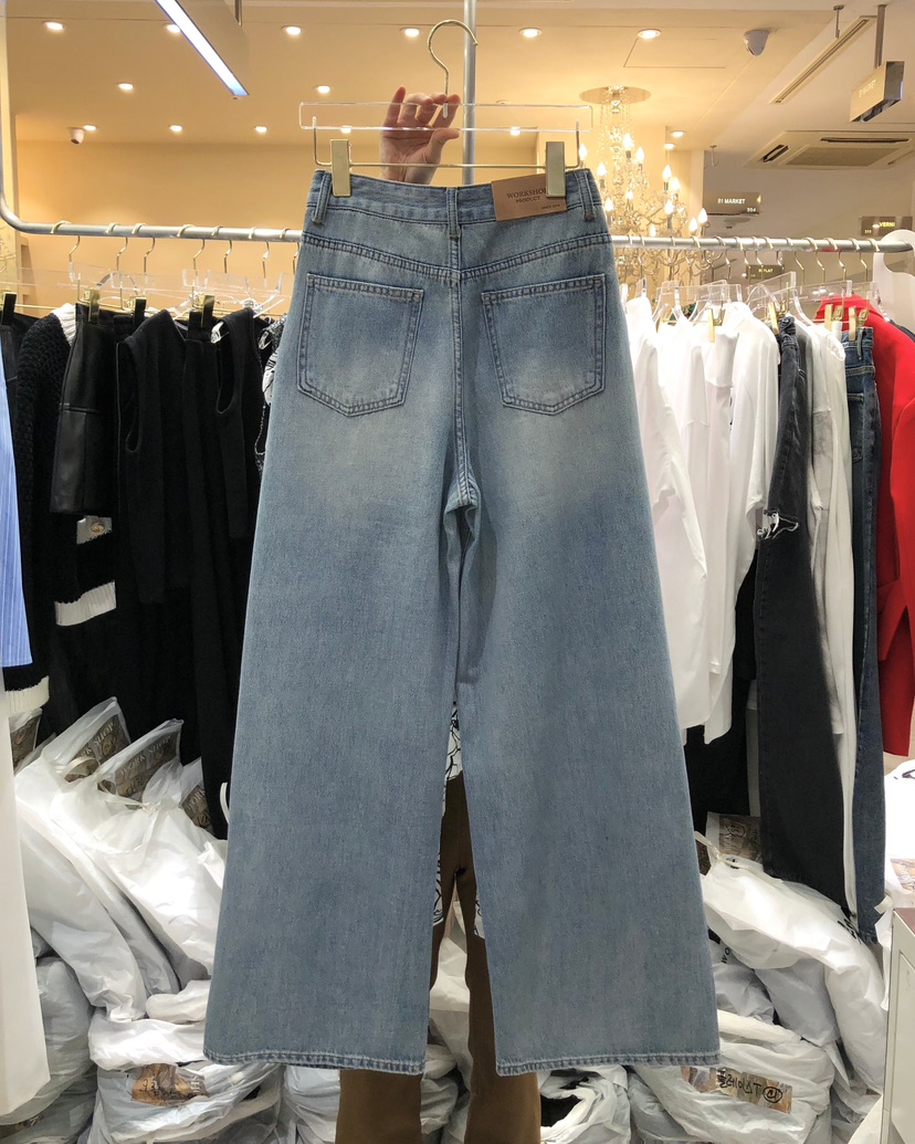 WORK SHOP直郵韓國代購㊣女裝新品休閑推薦人氣25春夏牛仔褲Work_shop牛仔褲