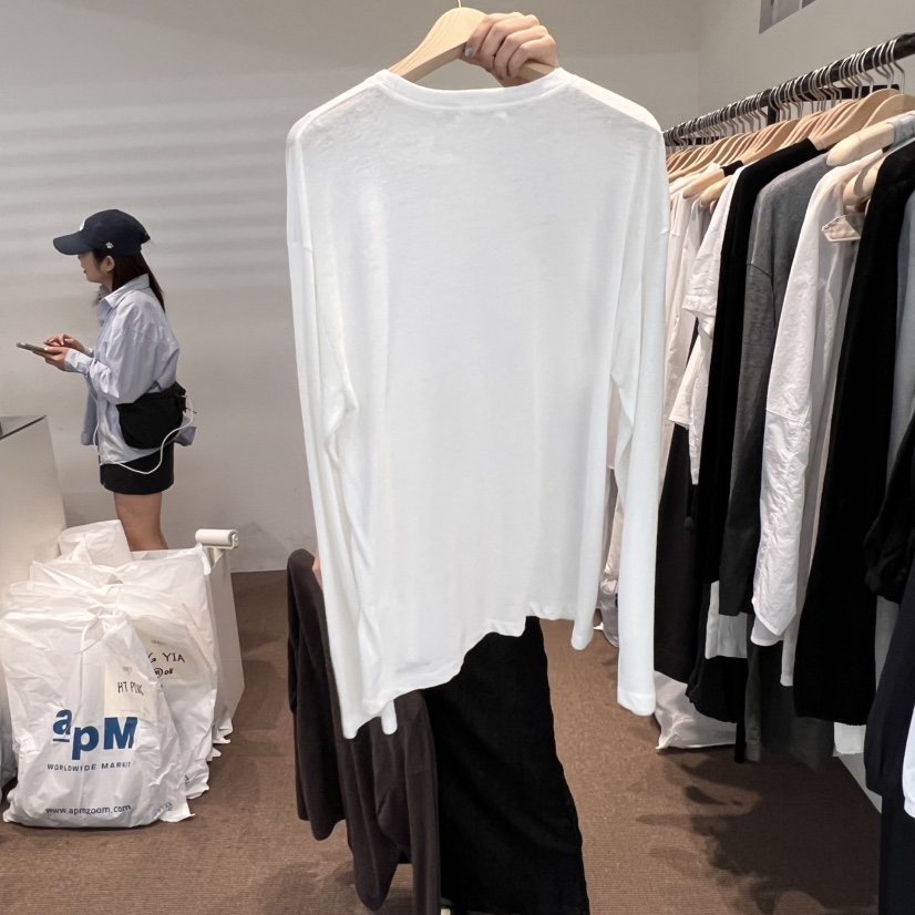 OBJECT直郵韓國代購㊣女裝新品休閑推薦人氣長袖T恤亞麻寬松OBJECT長袖T恤