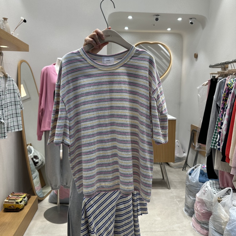 NEAR韓國㊣直郵東大門代購女裝新品25春夏推薦時尚熱賣休閑T恤NEART恤圖色2