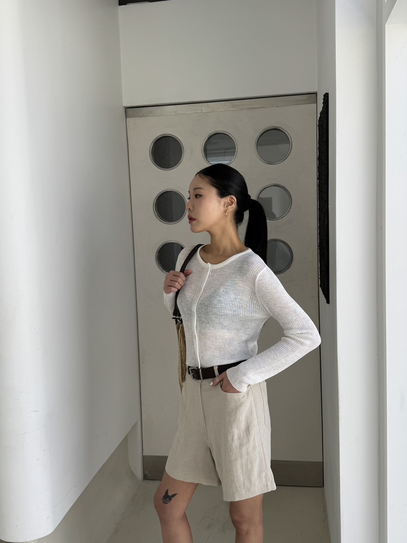LIMLIMLIM韓國直郵㊣東大門實拍女裝新品休閑25春夏針織衫亞麻LIM LIM LIM針織衫圖色3