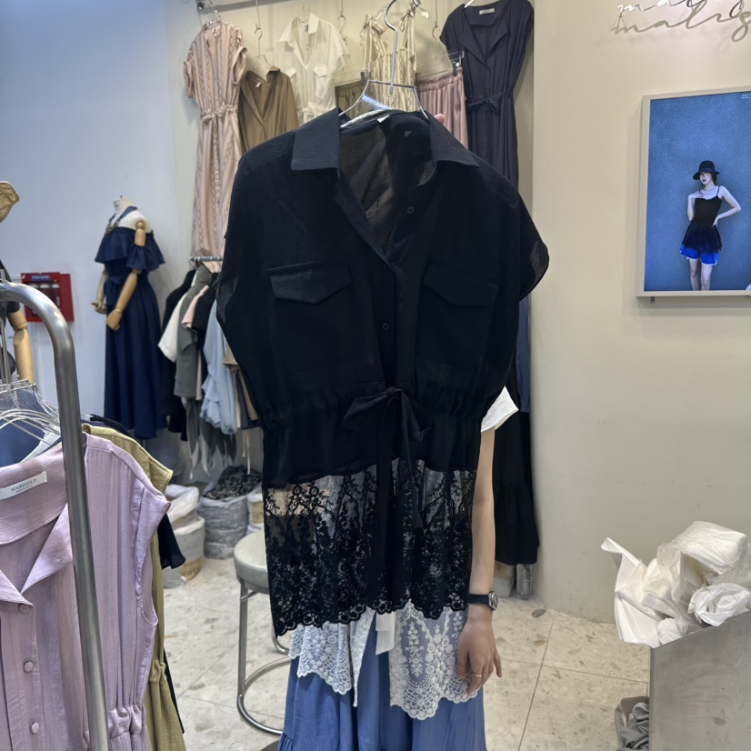 MARIGOLD直郵韓國代購㊣女裝新款熱賣時尚人氣襯衫蕾絲衫蕾絲MARIGOLD襯衫/蕾絲衫圖色2