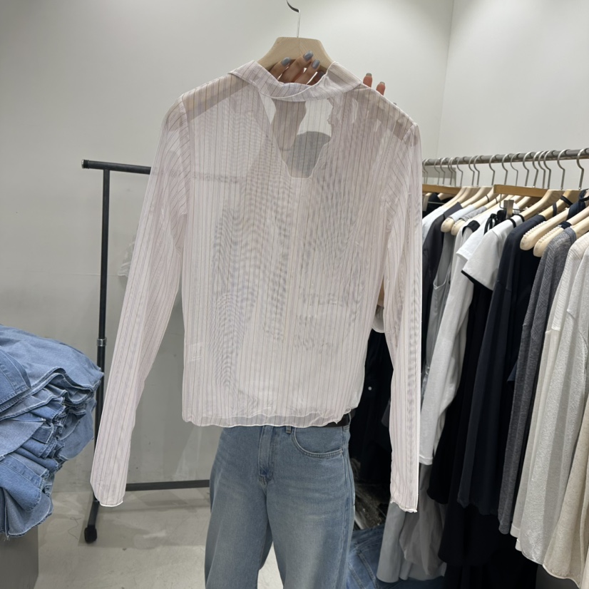 REPELLER韓國直郵㊣女裝新品推薦25春夏熱賣襯衫蕾絲衫透明REPELLER襯衫/蕾絲衫