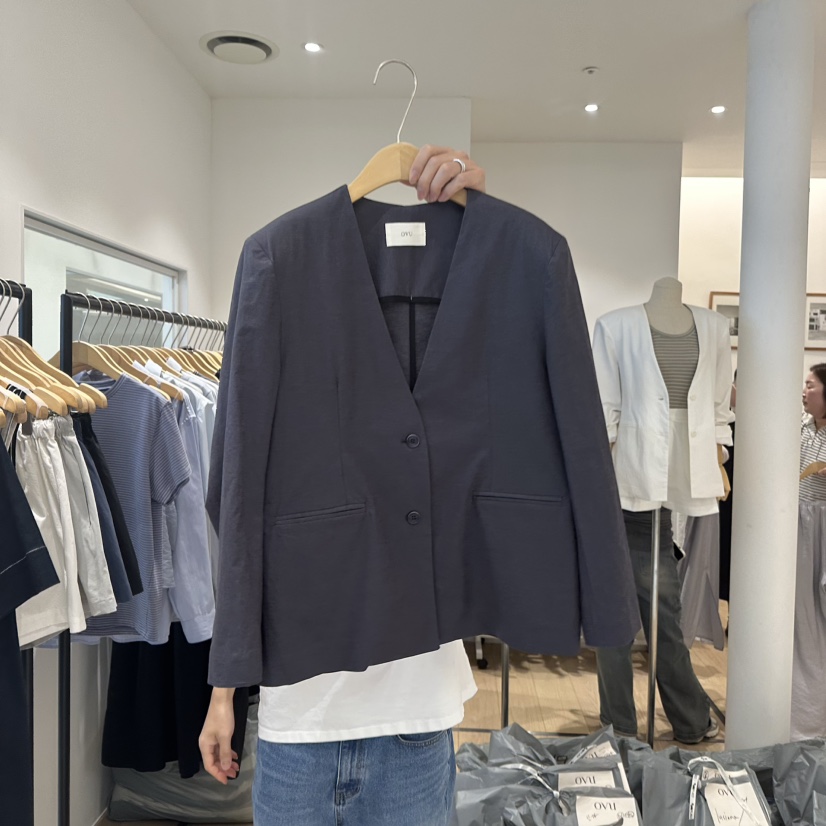 OVU直郵韓國代購㊣女裝新品推薦熱賣時尚休閑25春夏夾克亞麻OVU夾克圖色3