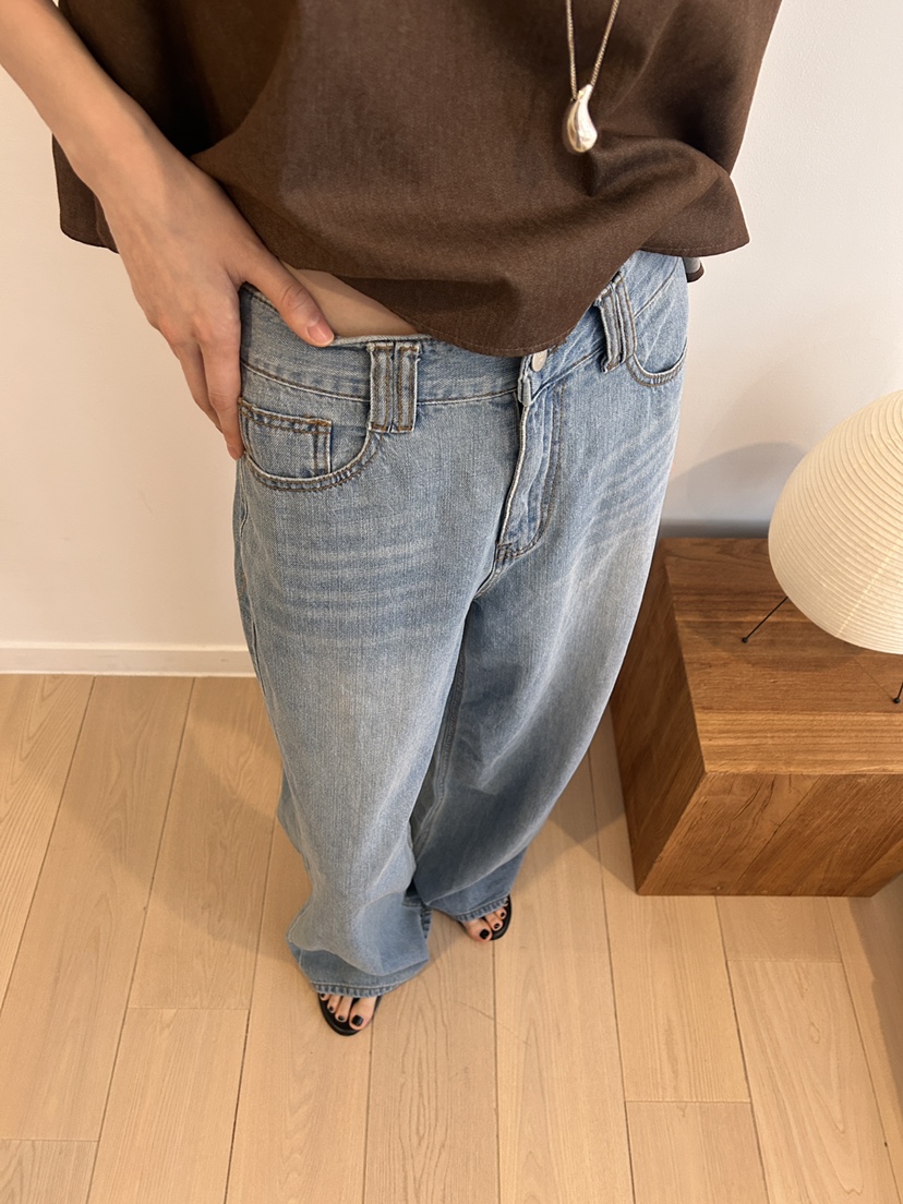 ME MO韓國㊣直郵東大門代購女裝新品時尚人氣25春夏牛仔褲雙層ME MO牛仔褲