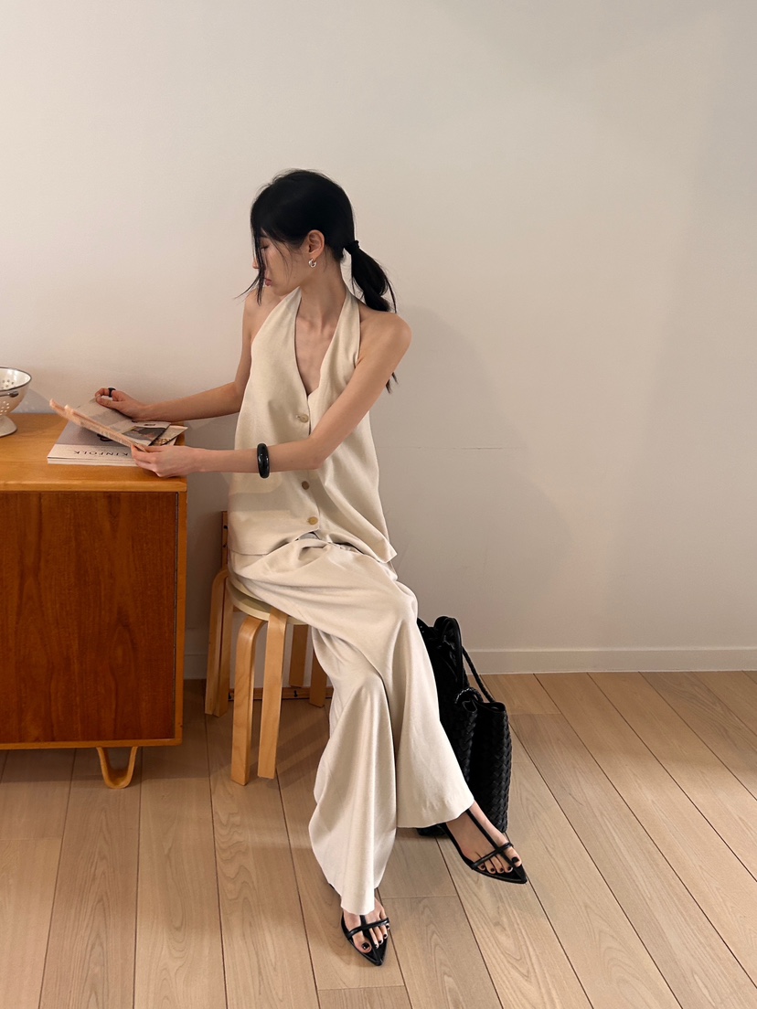 ME MO韓國直郵㊣女裝新款25春夏休閑推薦時尚人氣馬甲亞麻ME MO馬甲