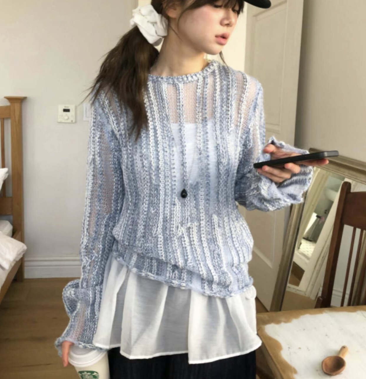 FLASH BACK韓國直郵㊣女裝新品時尚熱賣推薦25春夏人氣針織衫NORMCORE針織衫圖色2