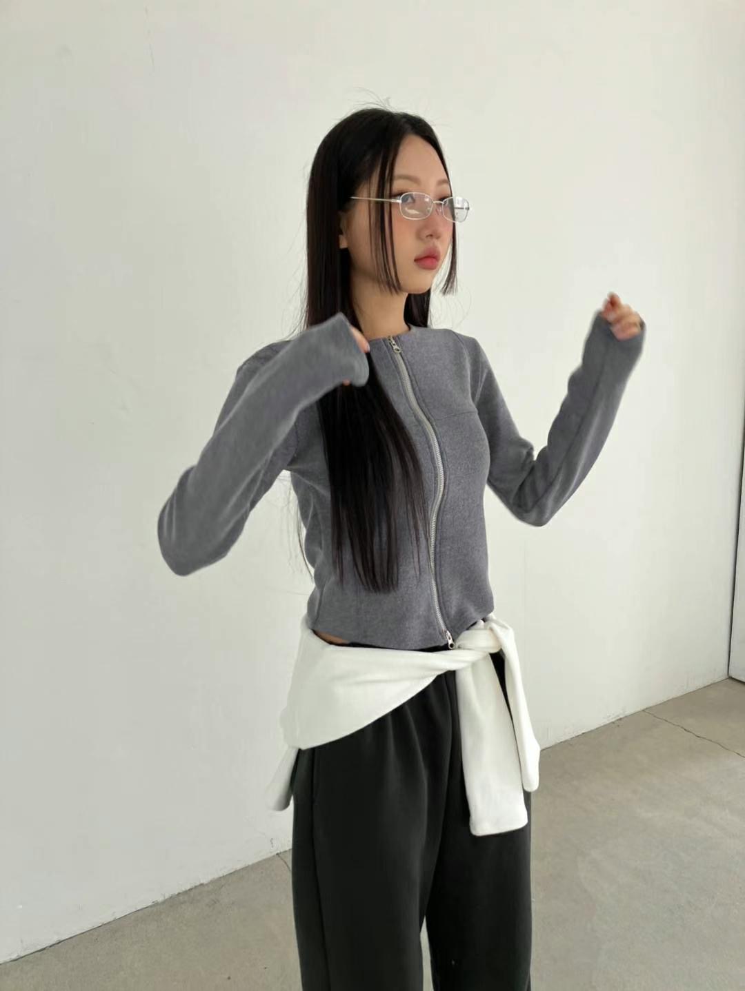 REGULAR韓國㊣直郵東大門代購女裝新品休閑25春夏針織衫拉鏈REGULAR針織衫