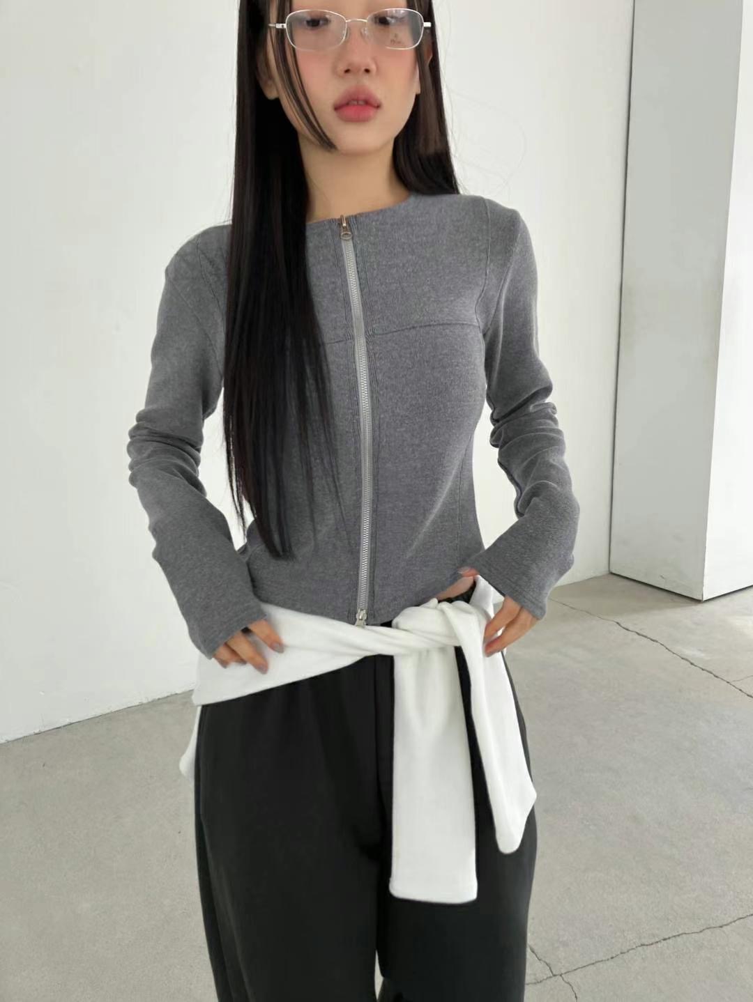 REGULAR韓國㊣直郵東大門代購女裝新品休閑25春夏針織衫拉鏈REGULAR針織衫