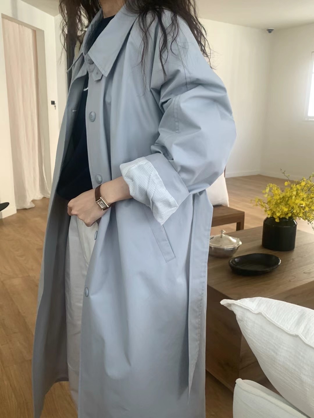 BABER直郵韓國代購㊣女裝新品25春夏休閑推薦時尚人氣長款風衣BABER長款風衣圖色2