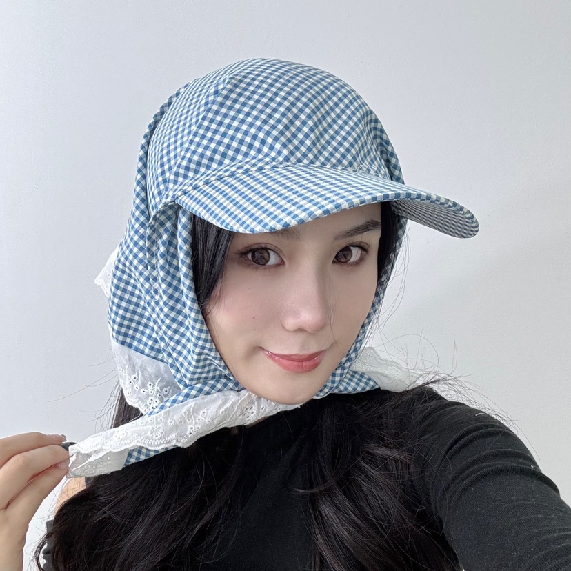 THE HAT-P韓國直郵㊣東大門實拍女裝新品人氣帽子格紋蕾絲THE HAT帽子圖色2