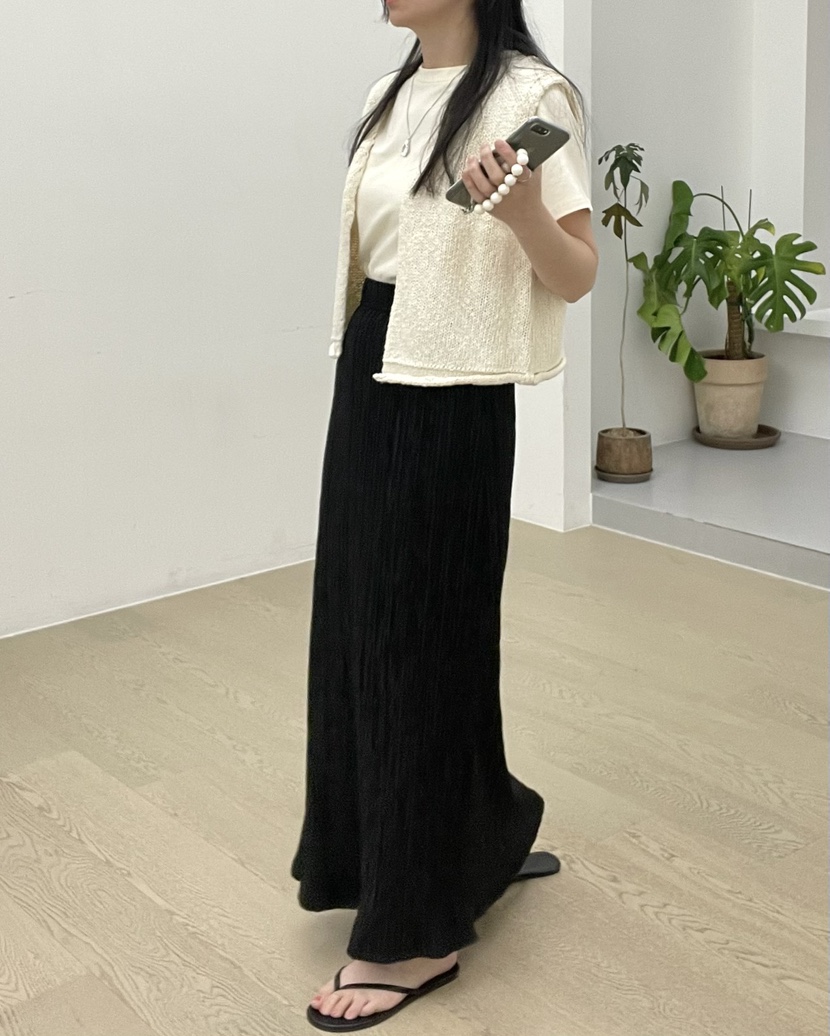 ALLVIBE韓國直郵㊣女裝新款25春夏推薦人氣熱賣休閑長裙褶皺ALLVIBE長裙