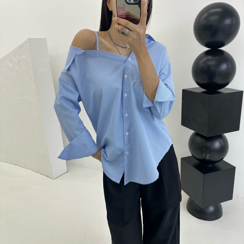MABEL-Q直郵韓國代購㊣女裝新品人氣推薦熱賣休閑襯衫蕾絲衫SOUIT by mabel-Q襯衫/蕾絲衫