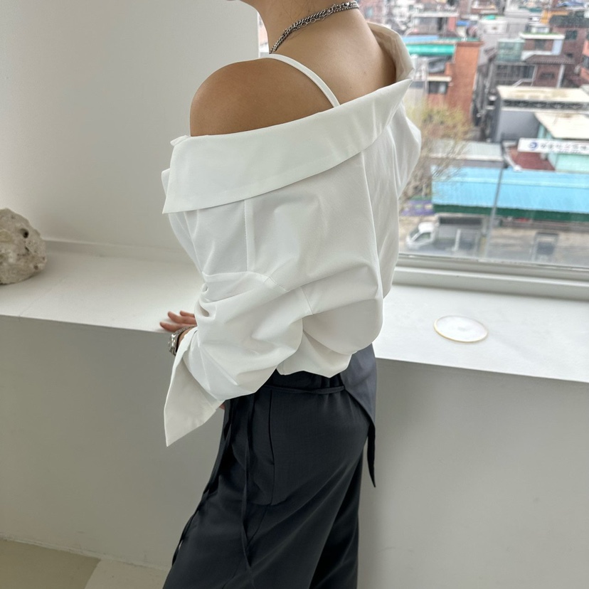 MABEL-Q直郵韓國代購㊣女裝新品人氣推薦熱賣休閑襯衫蕾絲衫SOUIT by mabel-Q襯衫/蕾絲衫