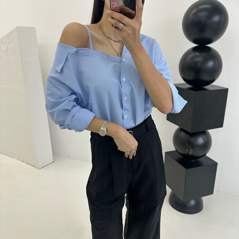 MABEL-Q直郵韓國代購㊣女裝新品人氣推薦熱賣休閑襯衫蕾絲衫SOUIT by mabel-Q襯衫/蕾絲衫