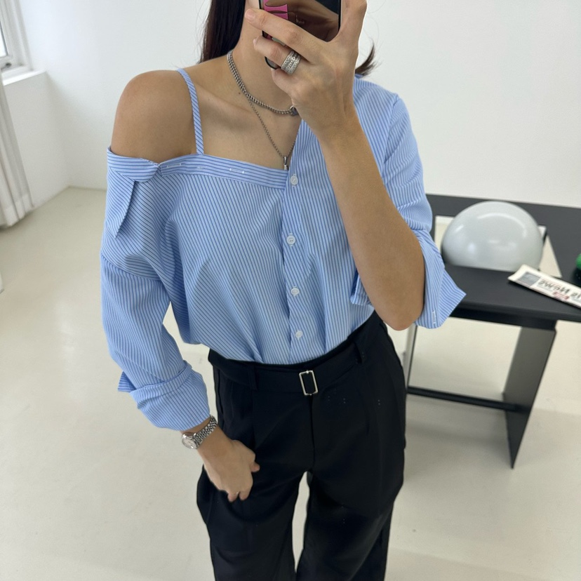 MABEL-Q直郵韓國代購㊣女裝新品人氣推薦熱賣休閑襯衫蕾絲衫SOUIT by mabel-Q襯衫/蕾絲衫