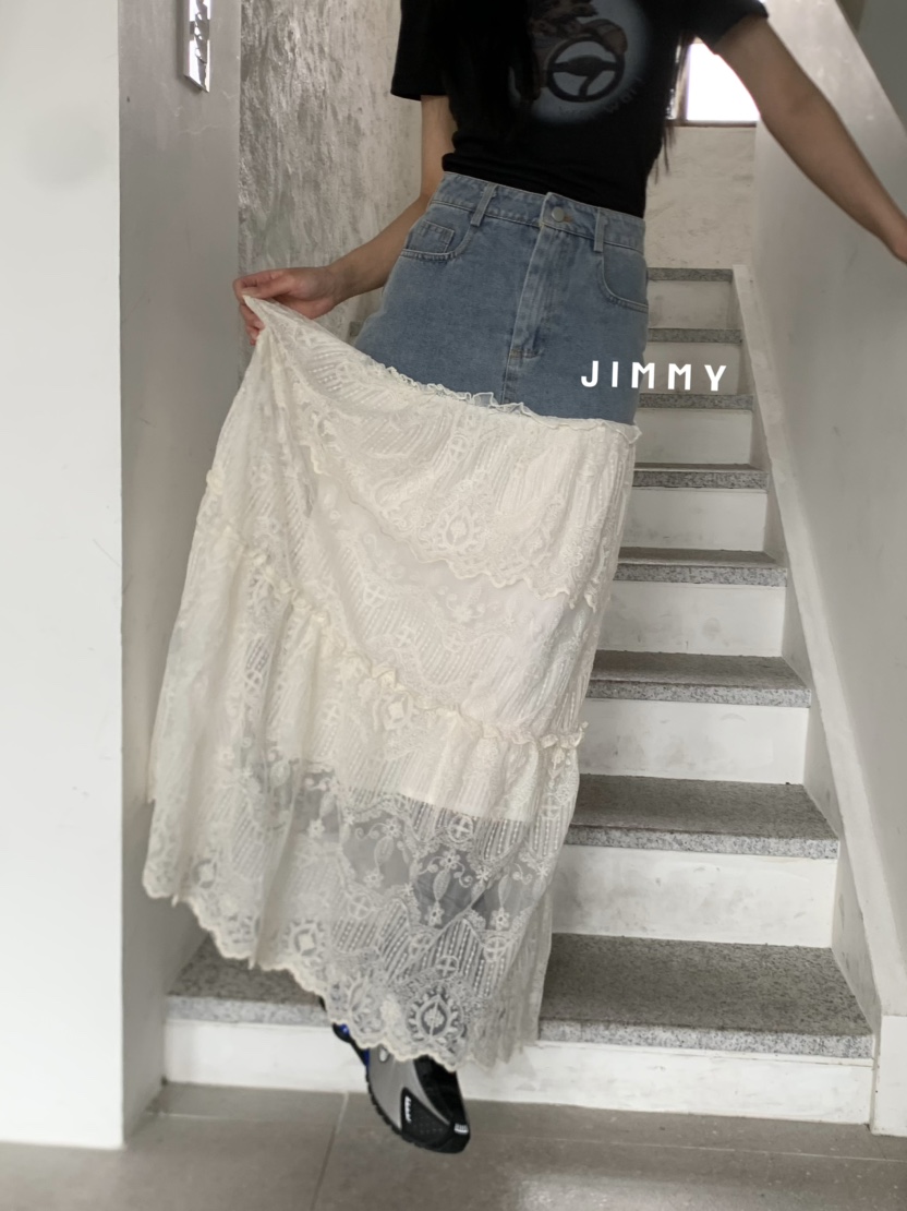 JIMMY直郵韓國代購㊣女裝新款熱賣人氣25春夏時尚推薦長裙蕾絲JIMMY/REMAKE長裙