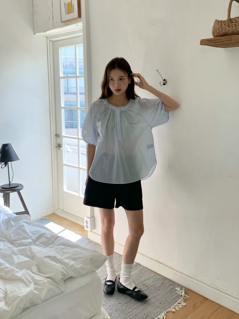 ANOU韓國直郵㊣東大門實拍女裝新款休閑熱賣時尚襯衫蕾絲衫ANOU襯衫/蕾絲衫