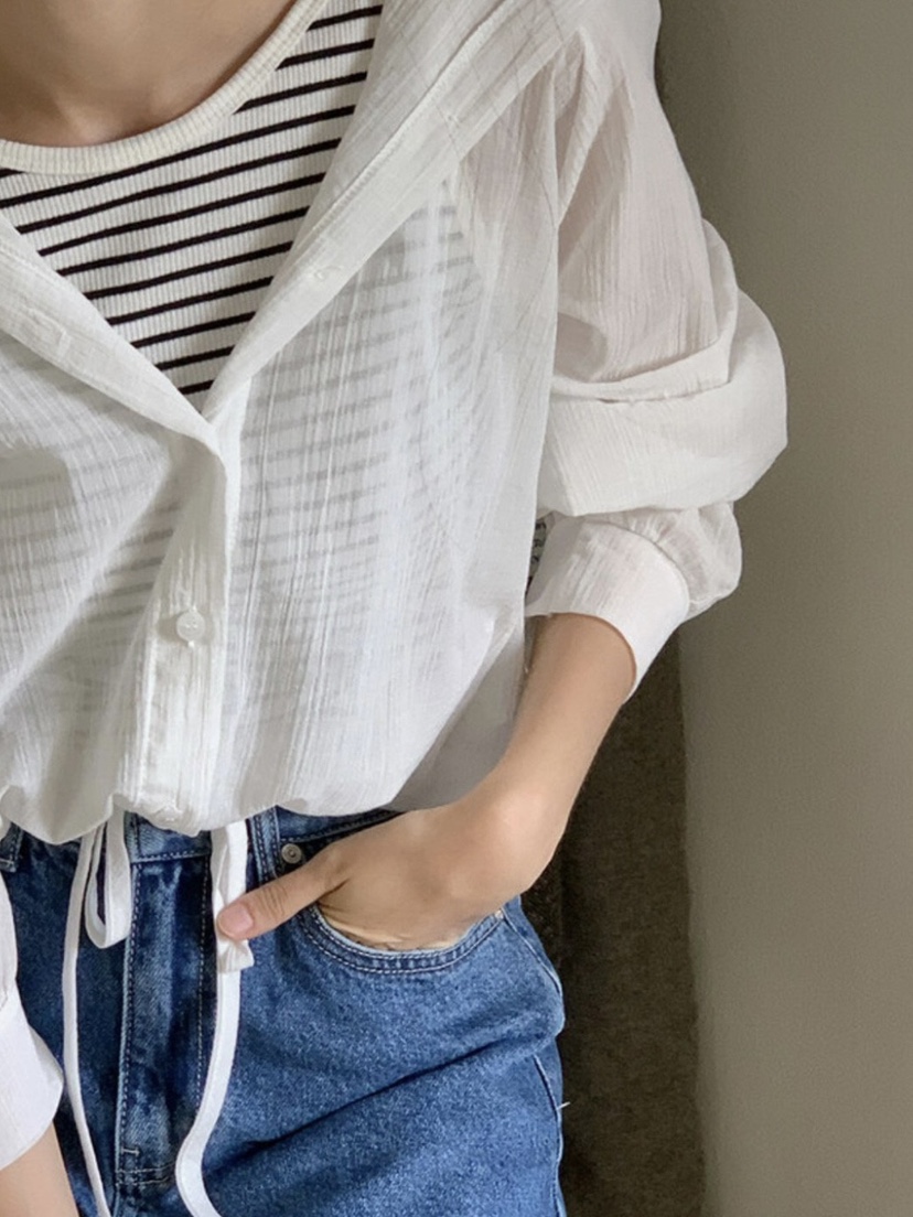 WOOD韓國直郵㊣女裝新款推薦人氣熱賣時尚襯衫蕾絲衫連帽衫WOOD襯衫/蕾絲衫