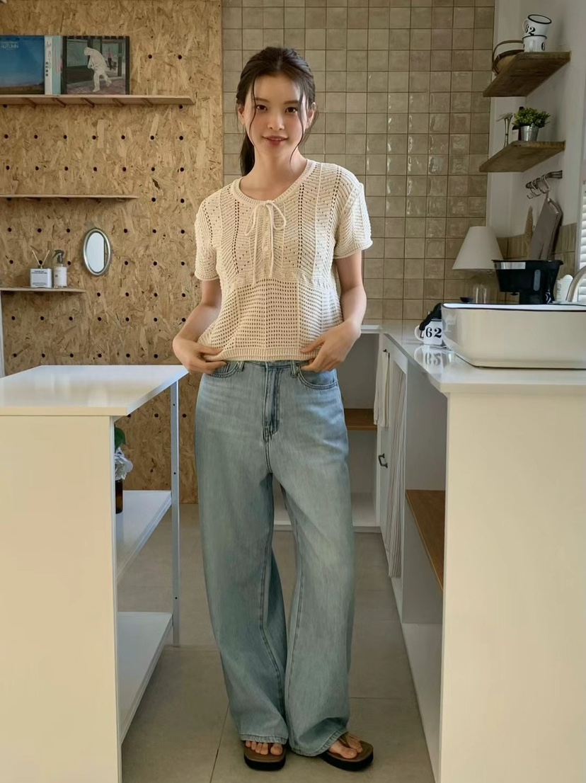 ANOU直郵韓國代購㊣女裝新品25春夏人氣熱賣時尚休閑牛仔褲ANOU牛仔褲