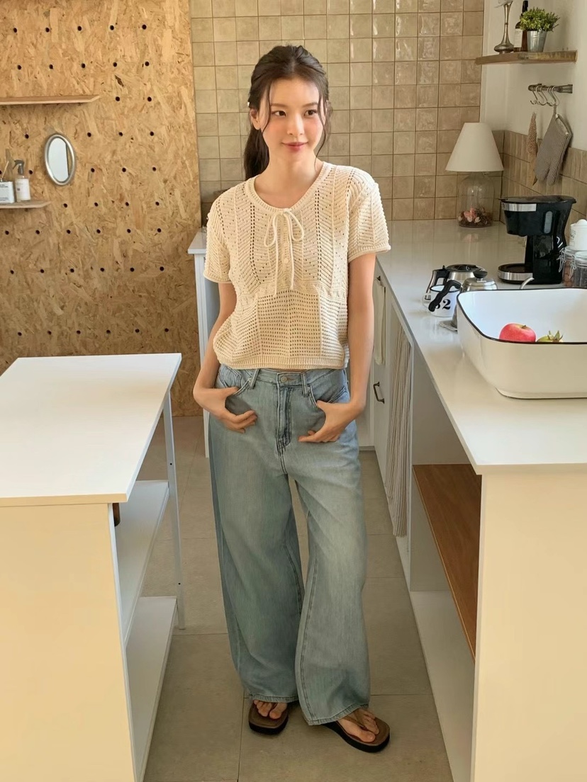 ANOU直郵韓國代購㊣女裝新品25春夏人氣熱賣時尚休閑牛仔褲ANOU牛仔褲