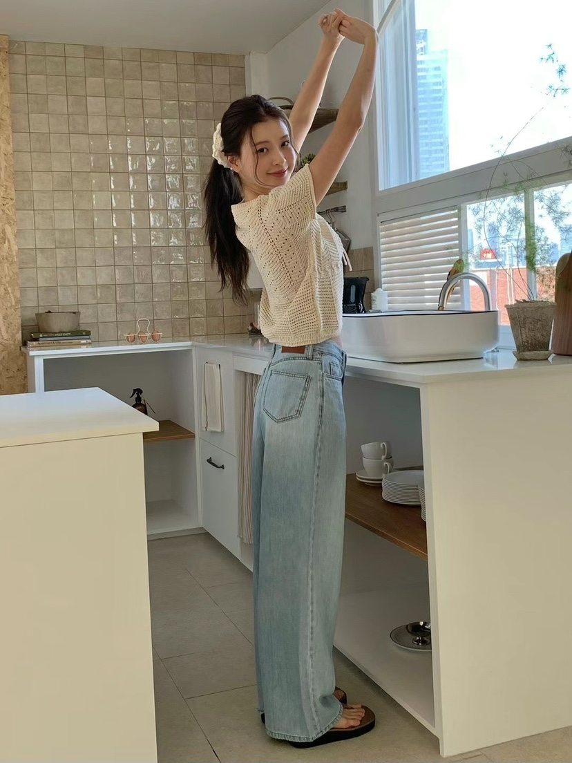 ANOU直郵韓國代購㊣女裝新品25春夏人氣熱賣時尚休閑牛仔褲ANOU牛仔褲
