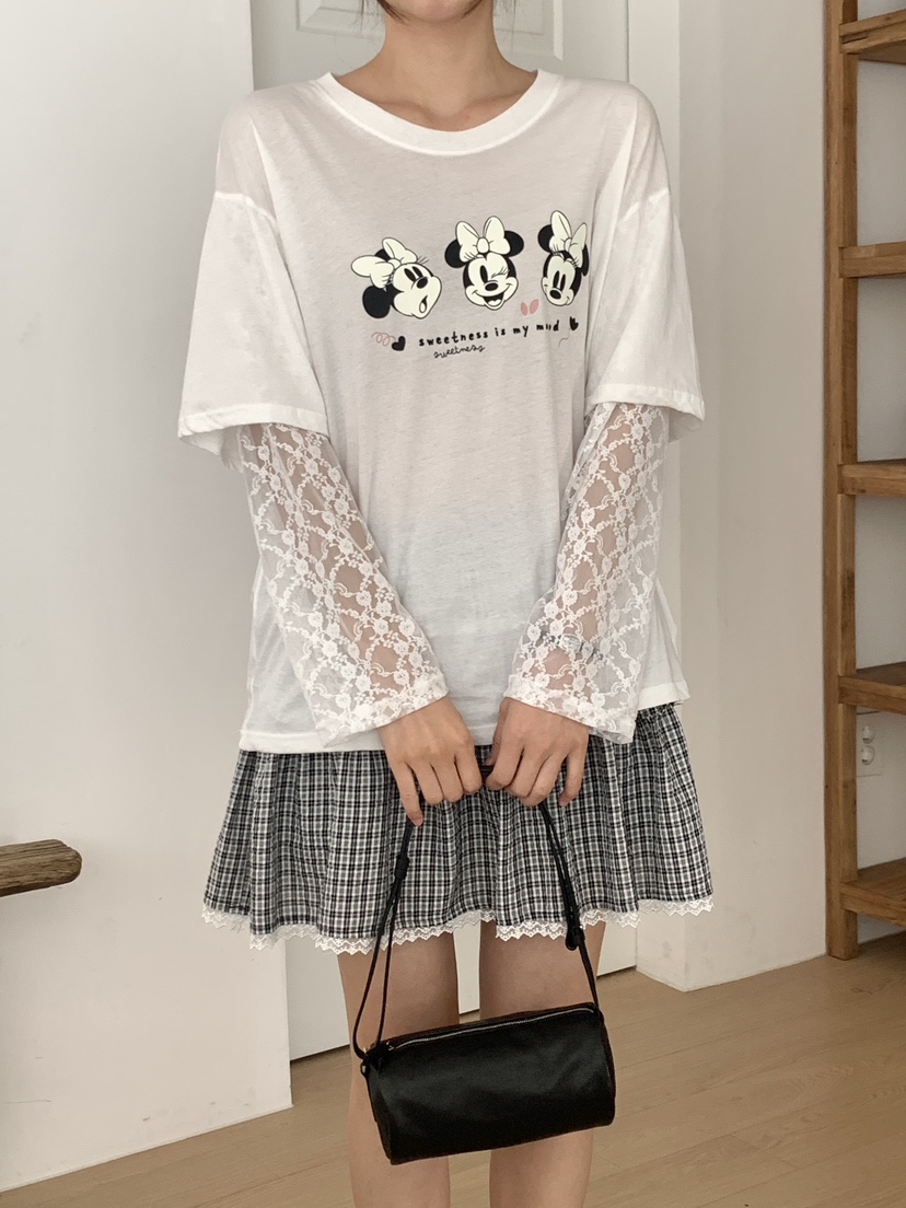 PARSLEY直郵韓國代購㊣女裝新品人氣推薦時尚休閑長袖T恤蕾絲Daze長袖T恤