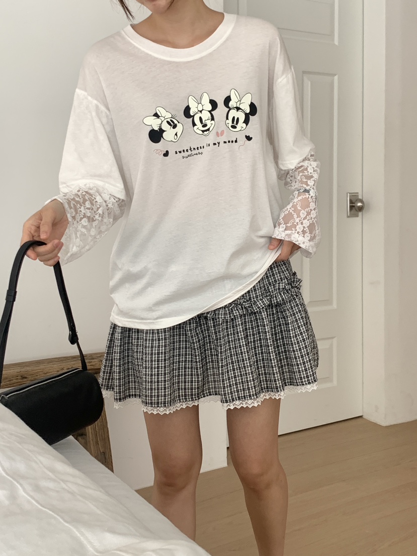 PARSLEY直郵韓國代購㊣女裝新品人氣推薦時尚休閑長袖T恤蕾絲Daze長袖T恤