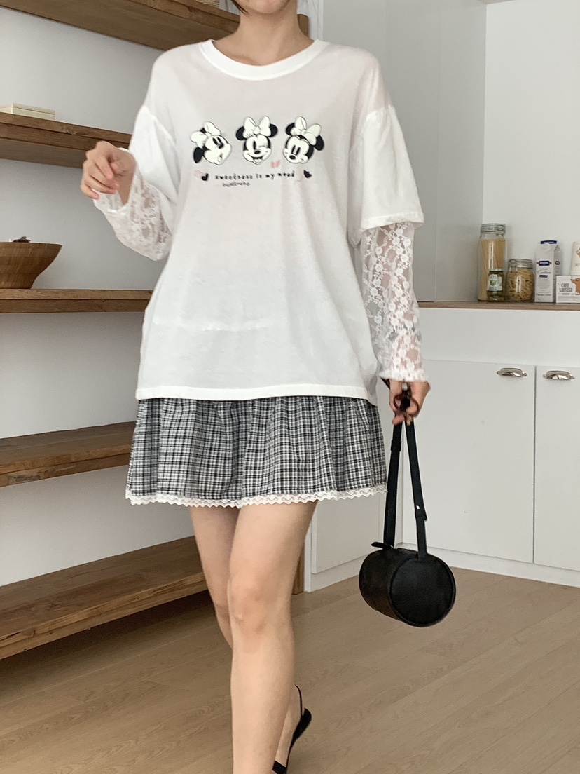 PARSLEY直郵韓國代購㊣女裝新品人氣推薦時尚休閑長袖T恤蕾絲Daze長袖T恤