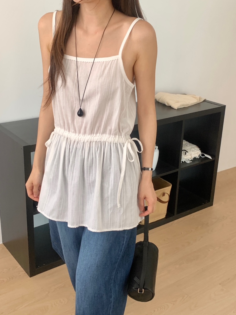 WOOD韓國直郵㊣女裝新款時尚人氣推薦休閑25春夏熱賣吊帶背心WOOD吊帶/背心