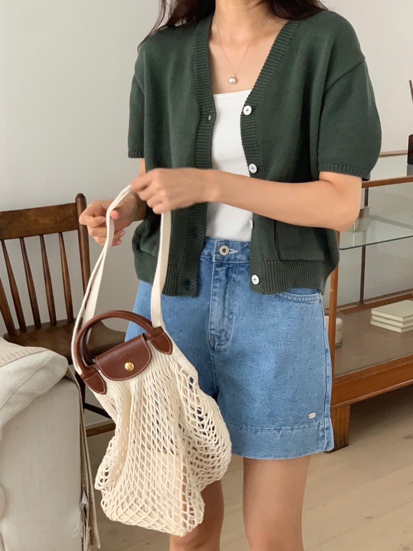 WOOD韓國直郵㊣東大門實拍女裝新款人氣熱賣針織衫口袋開衫WOOD針織衫