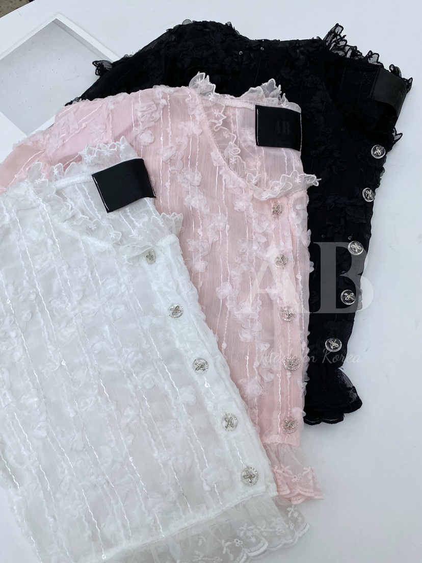 AB韓國㊣直郵東大門代購女裝新品熱賣25春夏人氣襯衫蕾絲衫AB襯衫/蕾絲衫