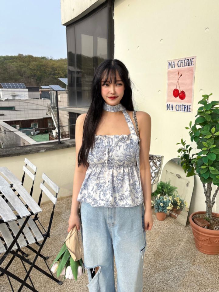 mars韓國直郵㊣女裝新款推薦25春夏時尚休閑吊帶背心含脖帶mars吊帶/背心