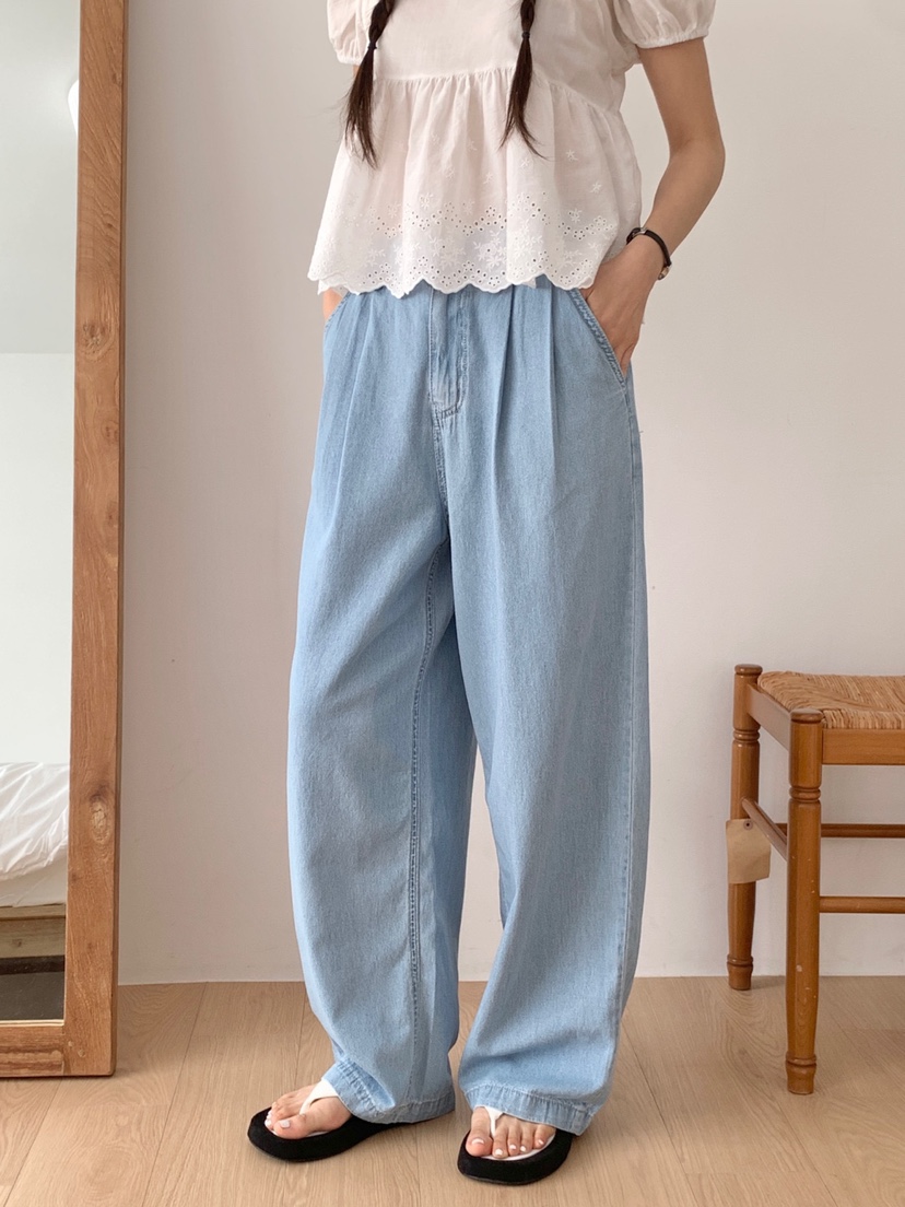 WOOD韓國㊣直郵東大門代購女裝新品休閑熱賣推薦牛仔褲纖維WOOD牛仔褲