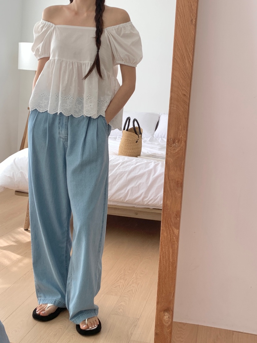 WOOD韓國㊣直郵東大門代購女裝新品休閑熱賣推薦牛仔褲纖維WOOD牛仔褲