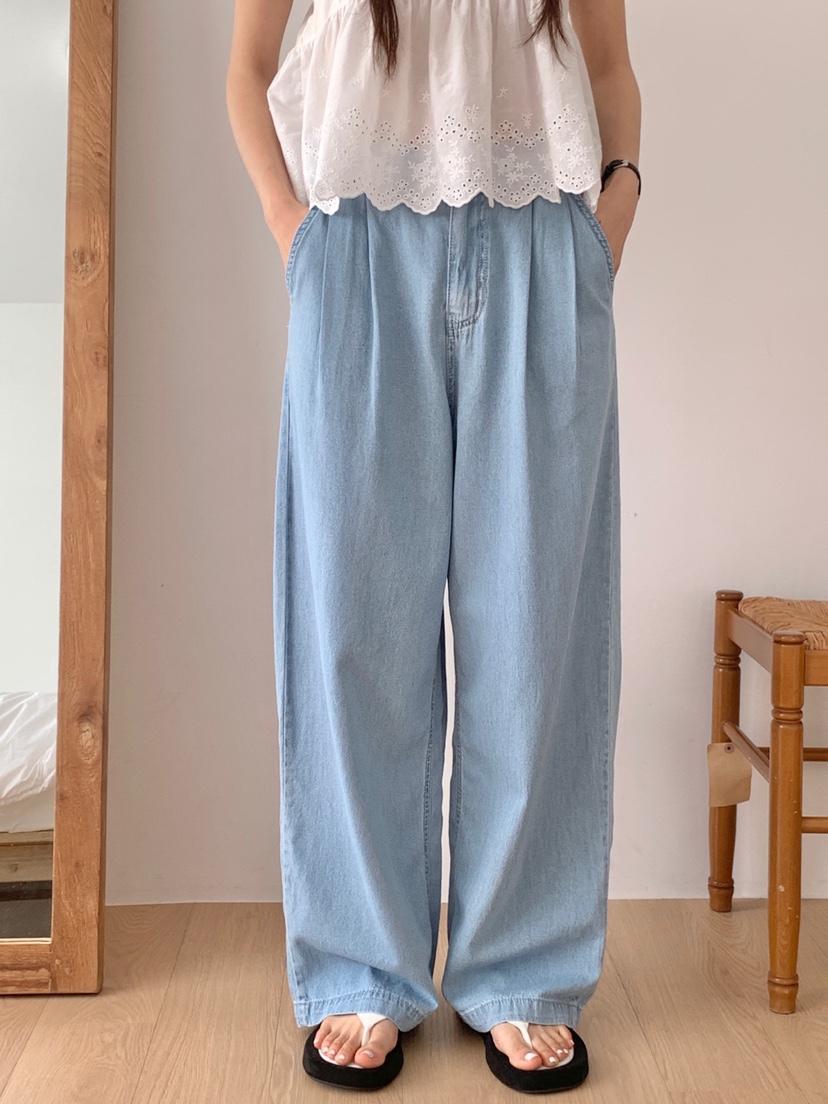 WOOD韓國㊣直郵東大門代購女裝新品休閑熱賣推薦牛仔褲纖維WOOD牛仔褲