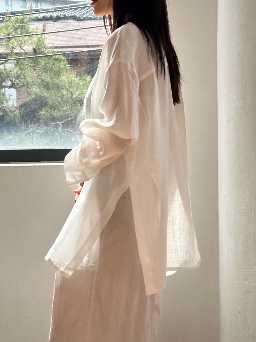 LE VASE韓國㊣直郵東大門代購女裝新品推薦襯衫蕾絲衫亞麻LE VASE襯衫/蕾絲衫