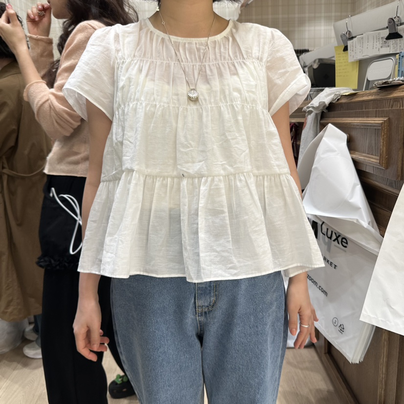 OURMOMENT韓國㊣直郵東大門代購女裝新款時尚25春夏襯衫蕾絲衫OURMOMENT襯衫/蕾絲衫